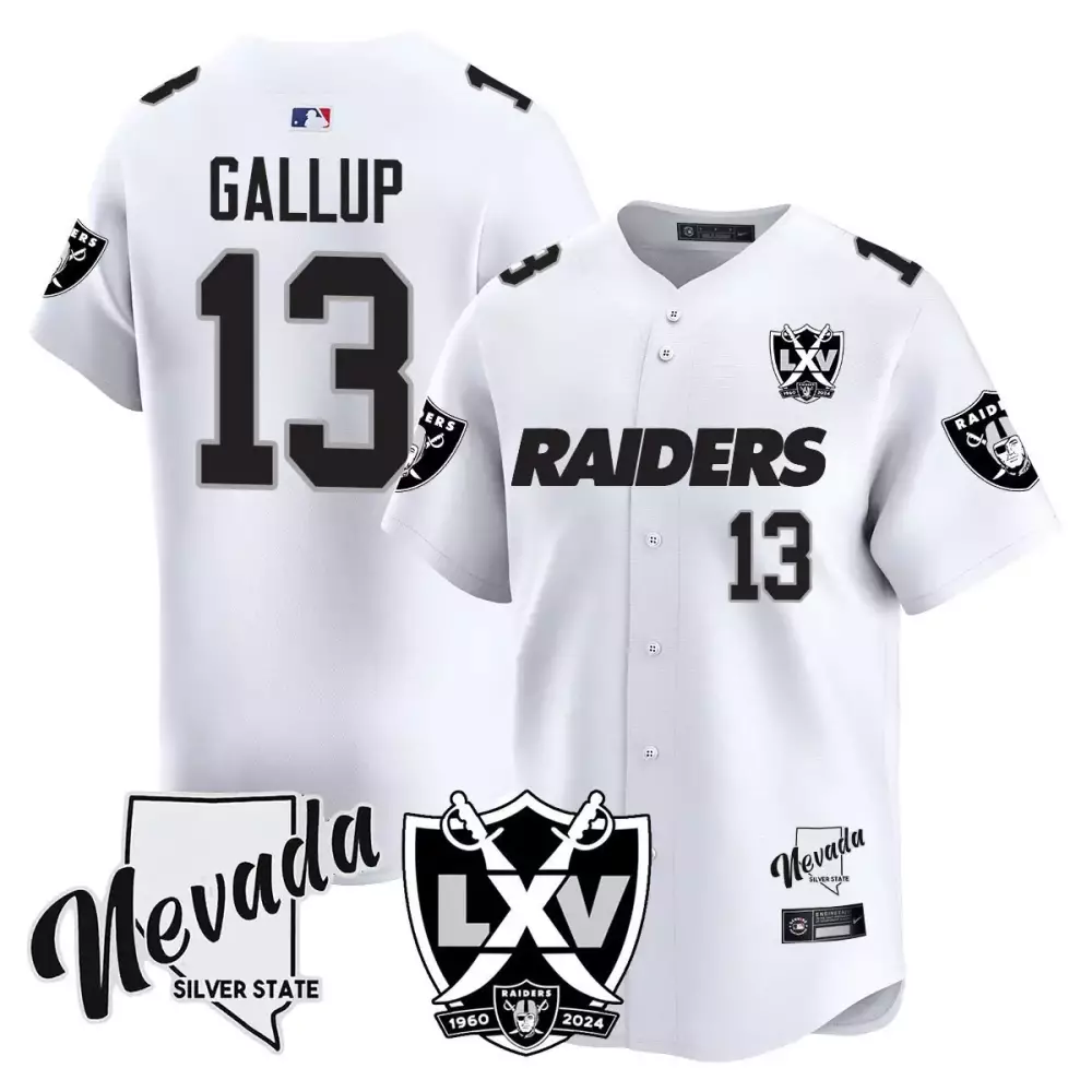 michael gallup silver mens las vegas raiders 2024 vapor premier limited jersey 65th anniversary all stitched