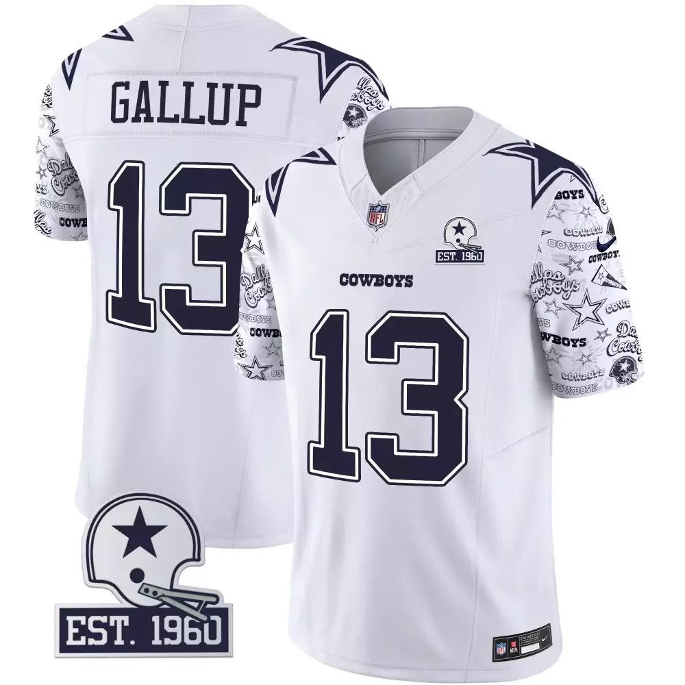 Michael Gallup Men's Dallas Cowboys White Vapor Jersey | Pattern Style Limited Edition | Stitched Fan Gear | For Men, Women & Youth