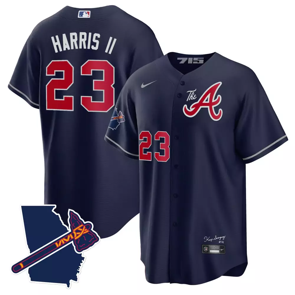Michael Harris II Atlanta Braves Navy Stitched Jersey | 2023 Armed Forces Day Style | Limited Edition Fan Gear | For Men