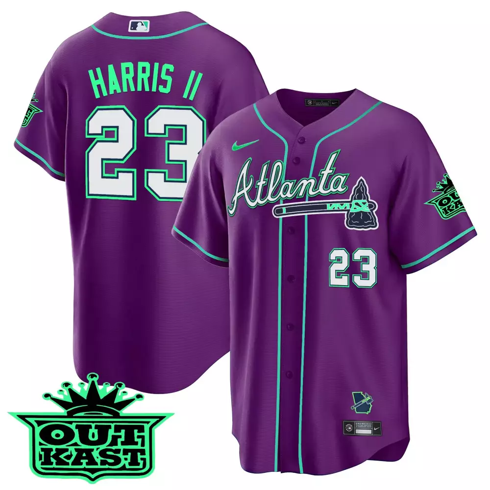 michael harris ii purple mens atlanta braves atliens the a cool base jersey galaxy version stitched