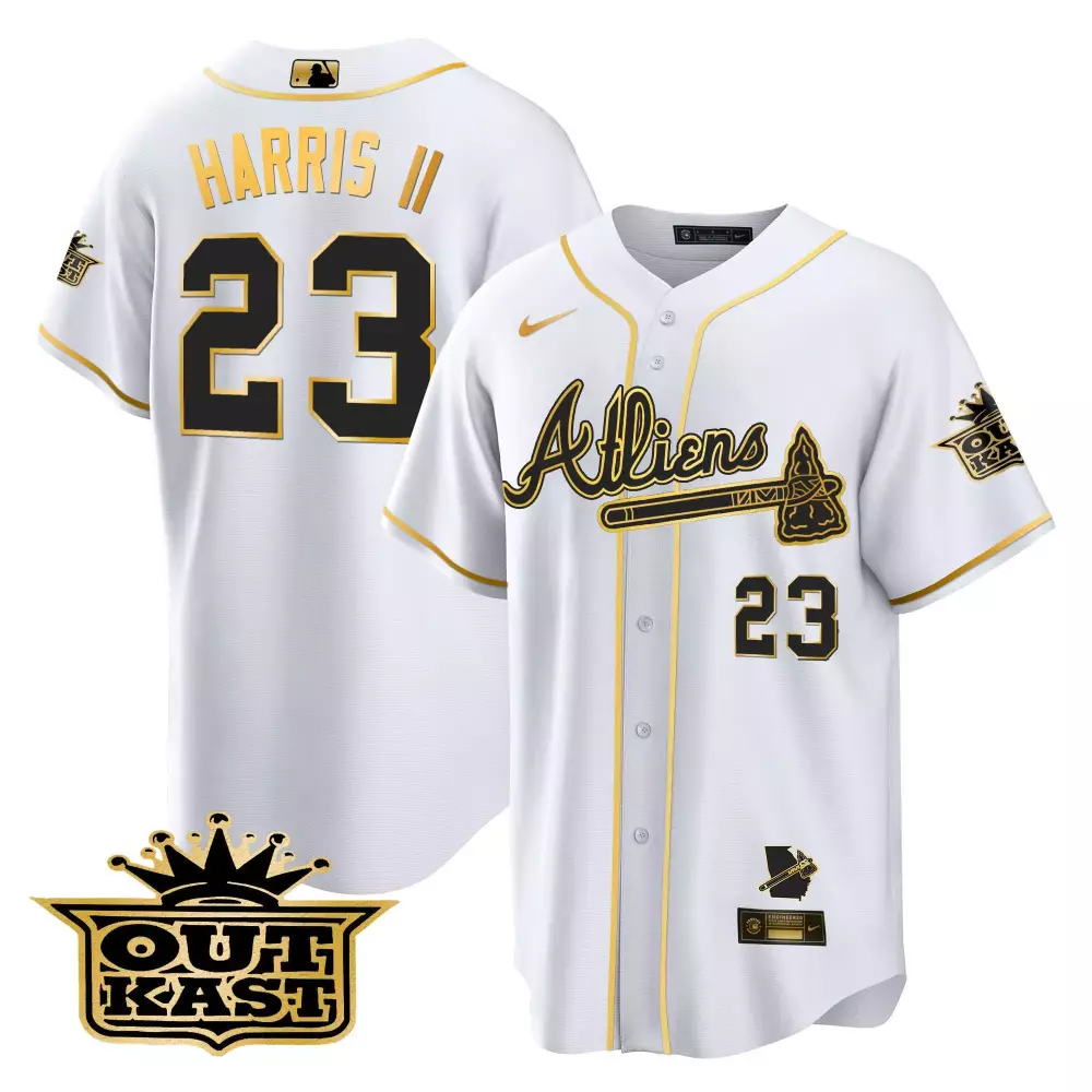 Michael Harris II White Gold Men's Atlanta Braves 2024 Spring Training Georgia Patch Vapor Premier Limited Jersey | All Stitched | For Men, Women & Youth