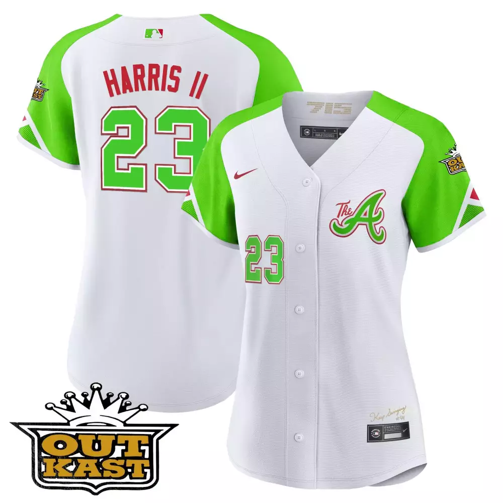 Michael Harris II Women's Atlanta Braves ATLiens 2023 City Connect Bright Green Cool Base Jersey | All Stitched | Stylish Fan Gear | For Men, Women & Youth