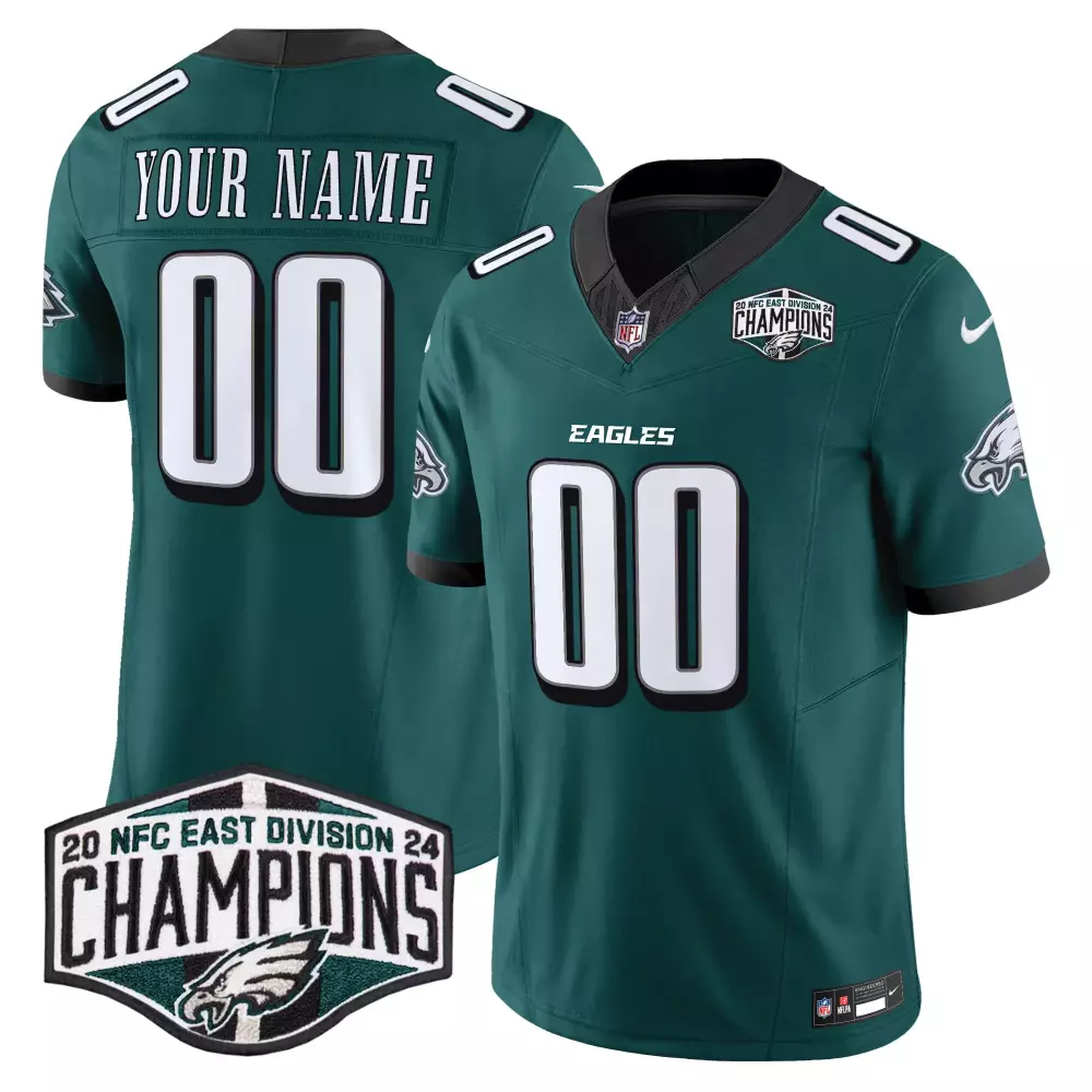 2024 NFC East Division Champions Midnight Green Philadelphia Eagles Jersey | Stitched Vapor Style for Men | Fan Gear for Game Day | For Men, Women & Youth