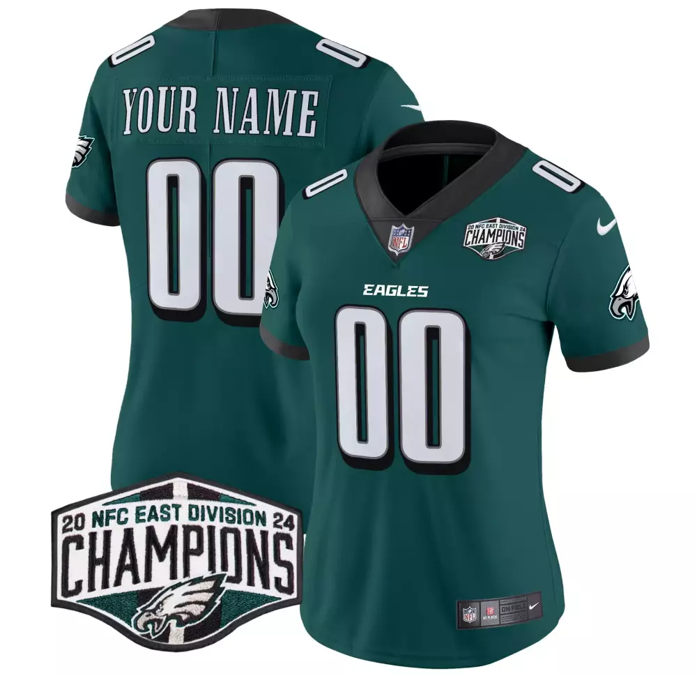 Philadelphia Eagles Women's 2024 NFC East Division Champions Midnight Green Vapor Limited Custom Jersey | All Stitched | Fan Gear for Women & Youth