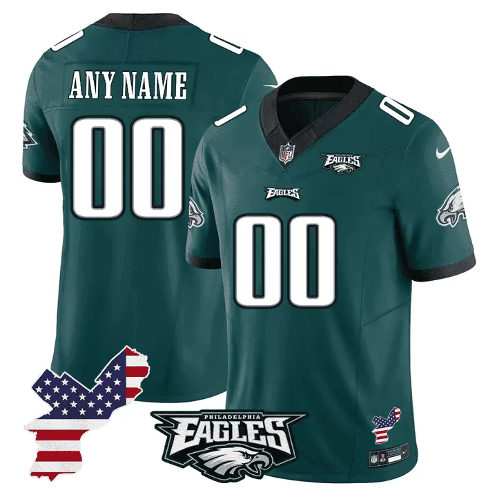 midnight green youth philadelphia eagles gold split custom name and number all stitched