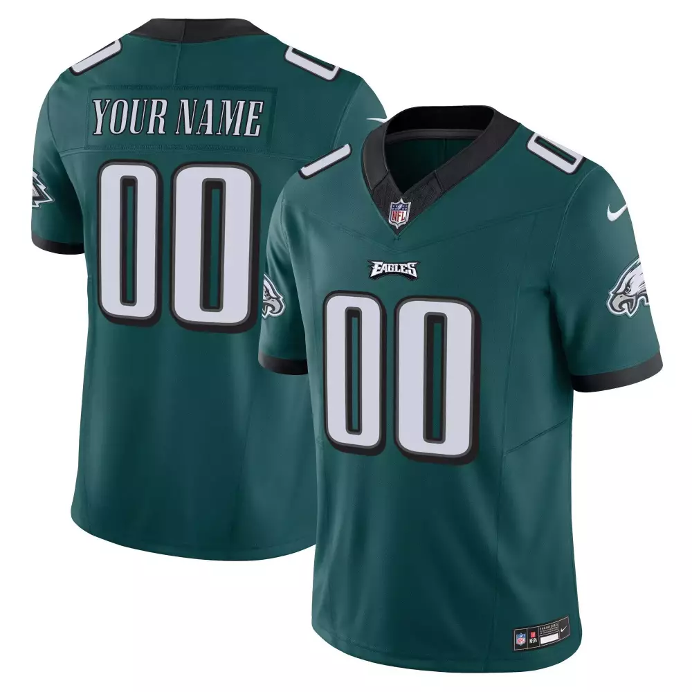 midnight green youth philadelphia eagles gold split custom name and number all stitched