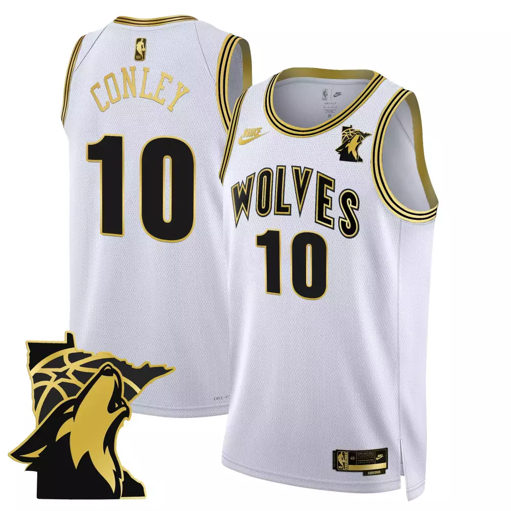 mike conley white gold mens minnesota timberwolves swingman jersey v2 all stitched