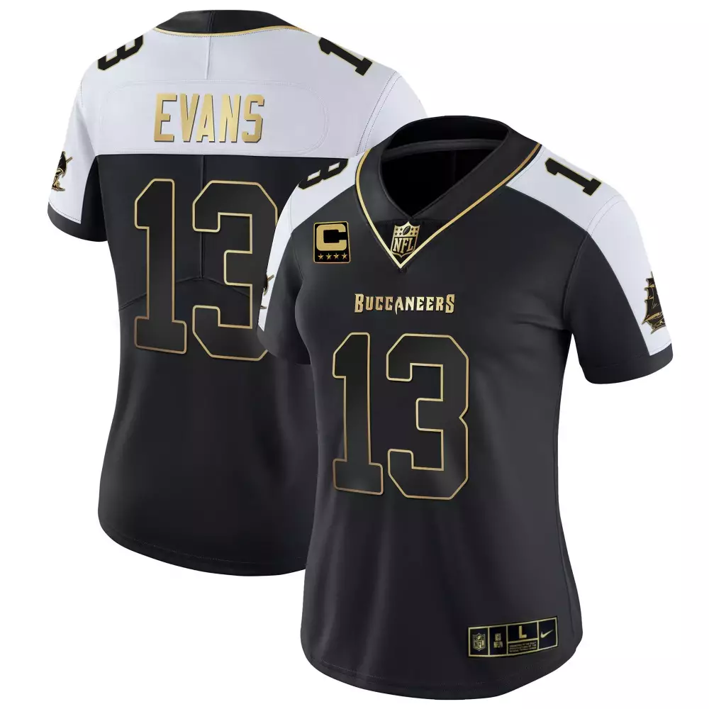 mike evans alternate womens tampa bay buccaneers 2024 nfc south division champions patch gold vapor limited jersey all s