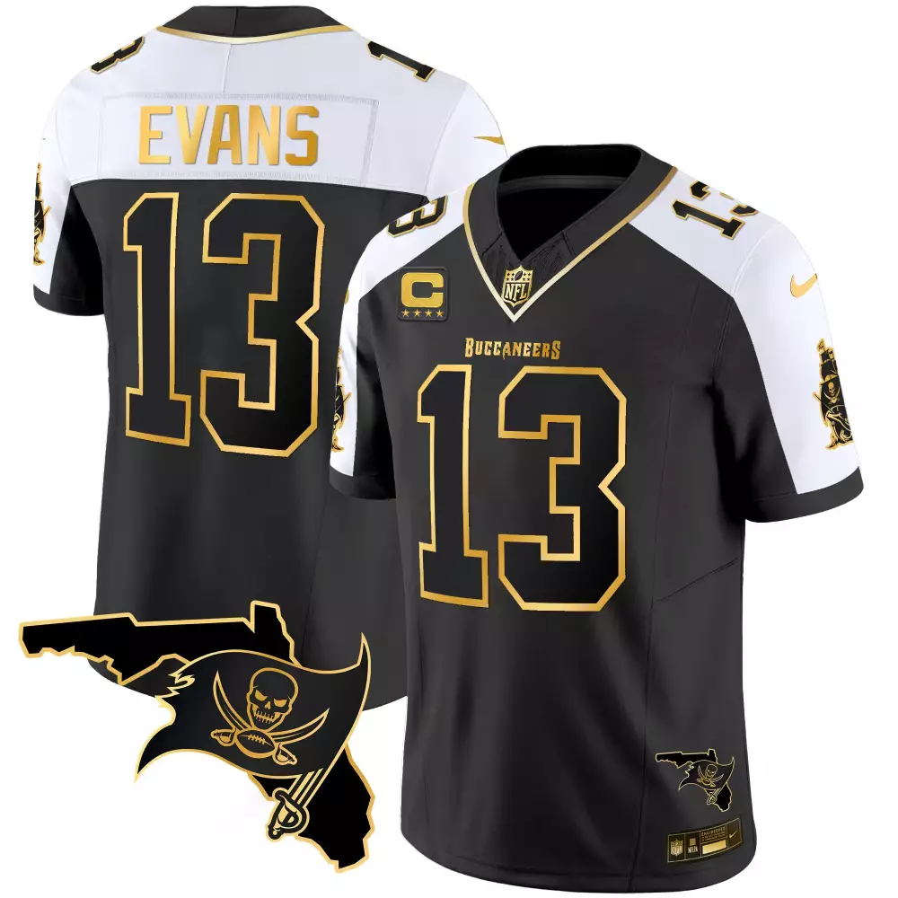 mike evans alternate womens tampa bay buccaneers 2024 nfc south division champions patch gold vapor limited jersey all s