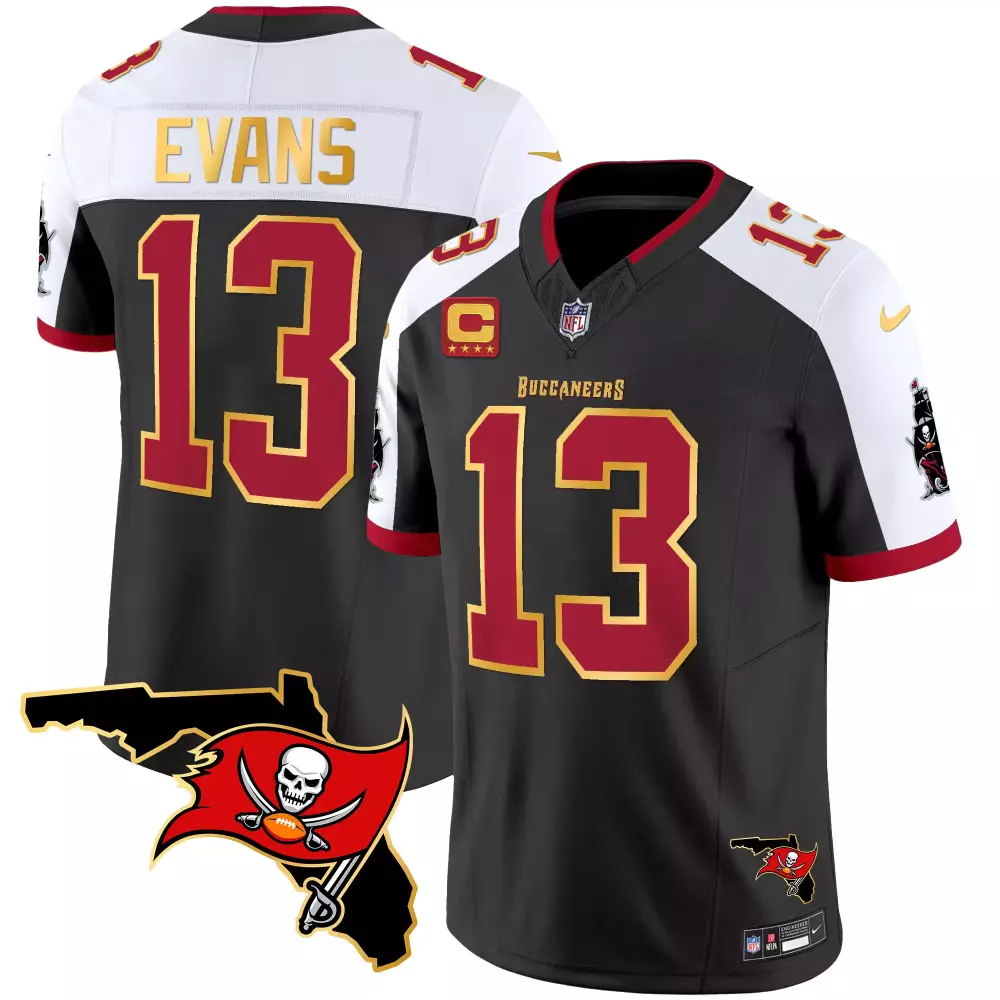 mike evans black alternate mens tampa bay buccaneers creamsicle 2024 nfc south division champions patch vapor limited je