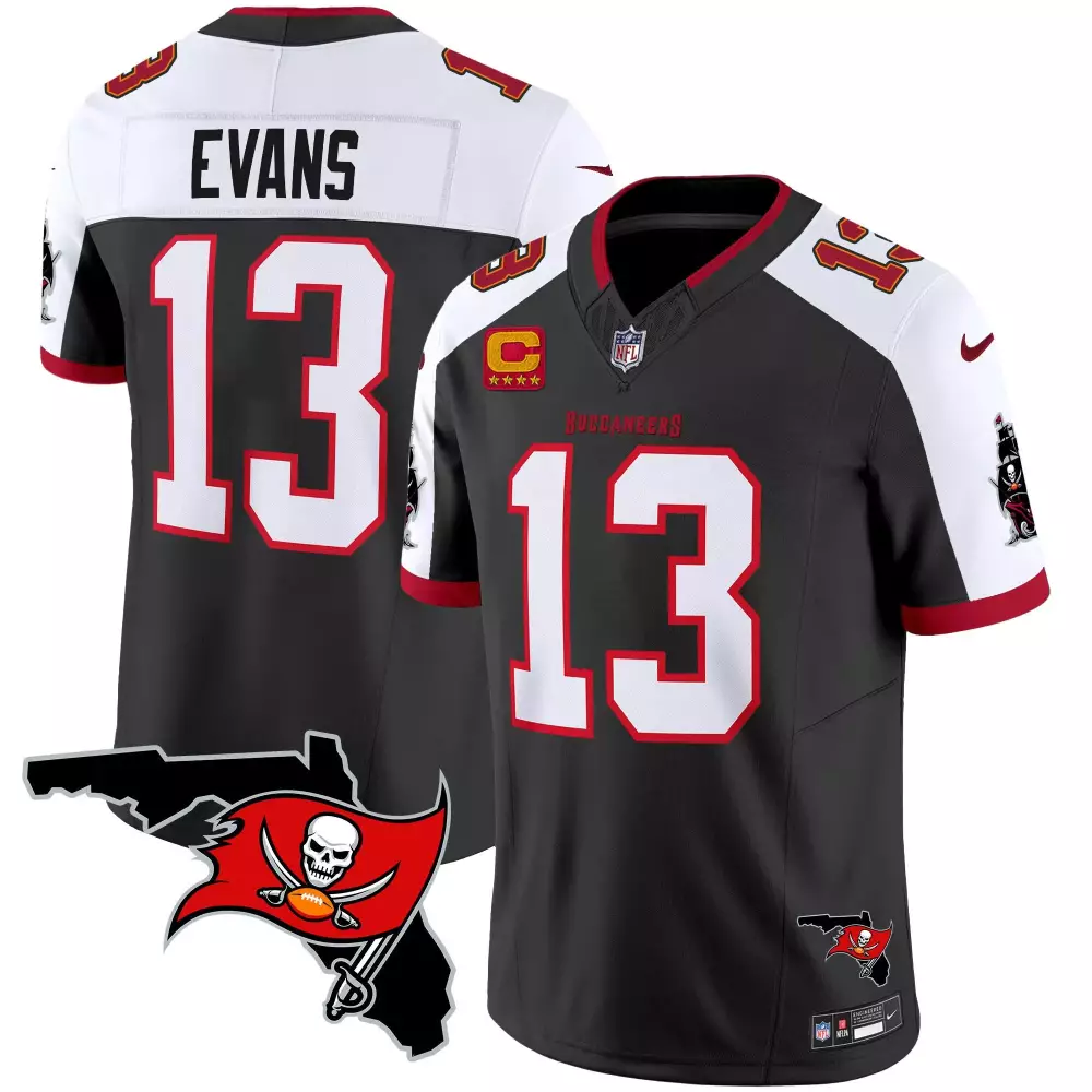 mike evans black alternate mens tampa bay buccaneers creamsicle 2024 nfc south division champions patch vapor limited je