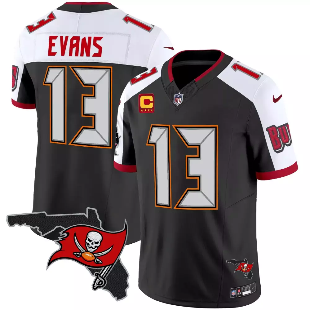 mike evans black alternate mens tampa bay buccaneers creamsicle 2024 nfc south division champions patch vapor limited je