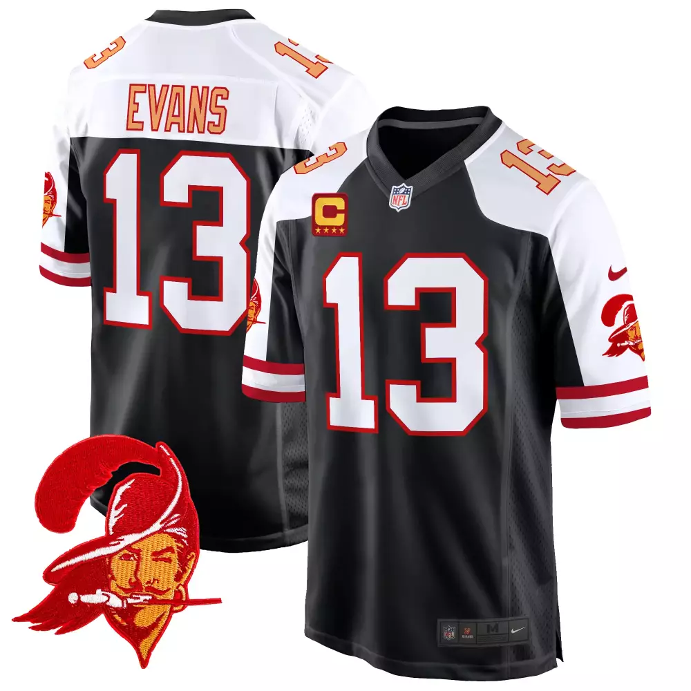 mike evans black alternate mens tampa bay buccaneers creamsicle 2024 nfc south division champions patch vapor limited je