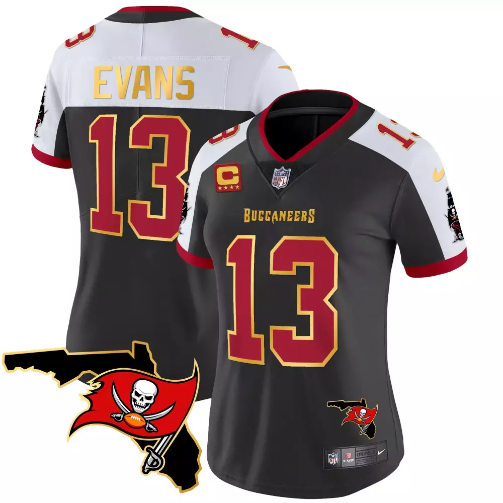 mike evans black alternate womens tampa bay buccaneers florida patch gold trim vapor jersey all stitched