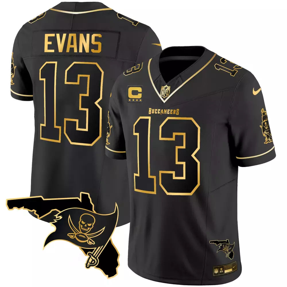 mike evans black gold mens tampa bay buccaneers florida patch vapor gold jersey all stitched