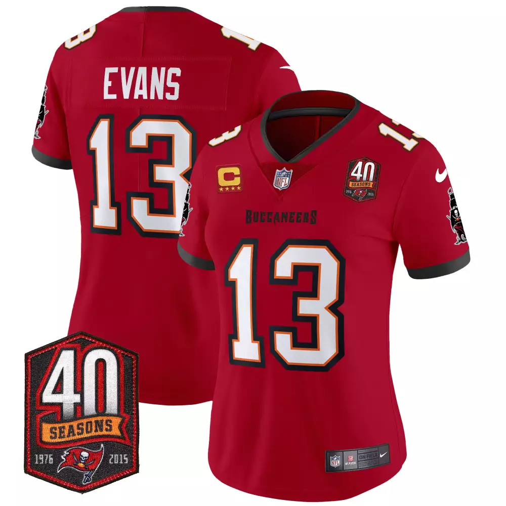 mike evans red womens tampa bay buccaneers 40th season patch vapor limited jersey all stitched