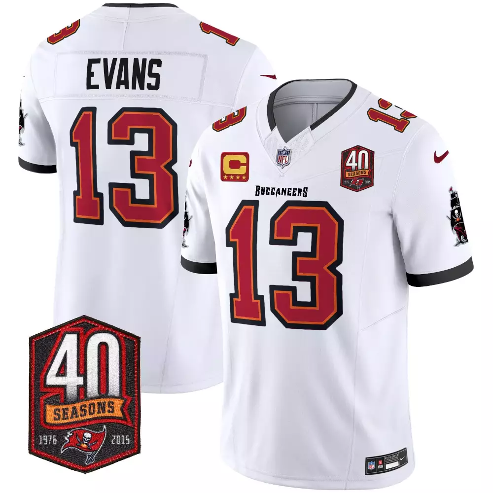 mike evans white mens tampa bay buccaneers 40th season patch vapor limited jersey all stitched