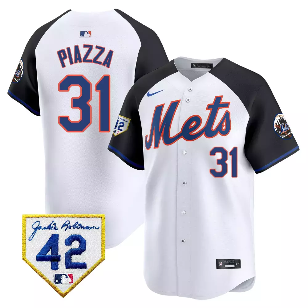 mike piazza alternate mens new york mets 2024 jackie robinson patch vapor premier limited jersey all stitched