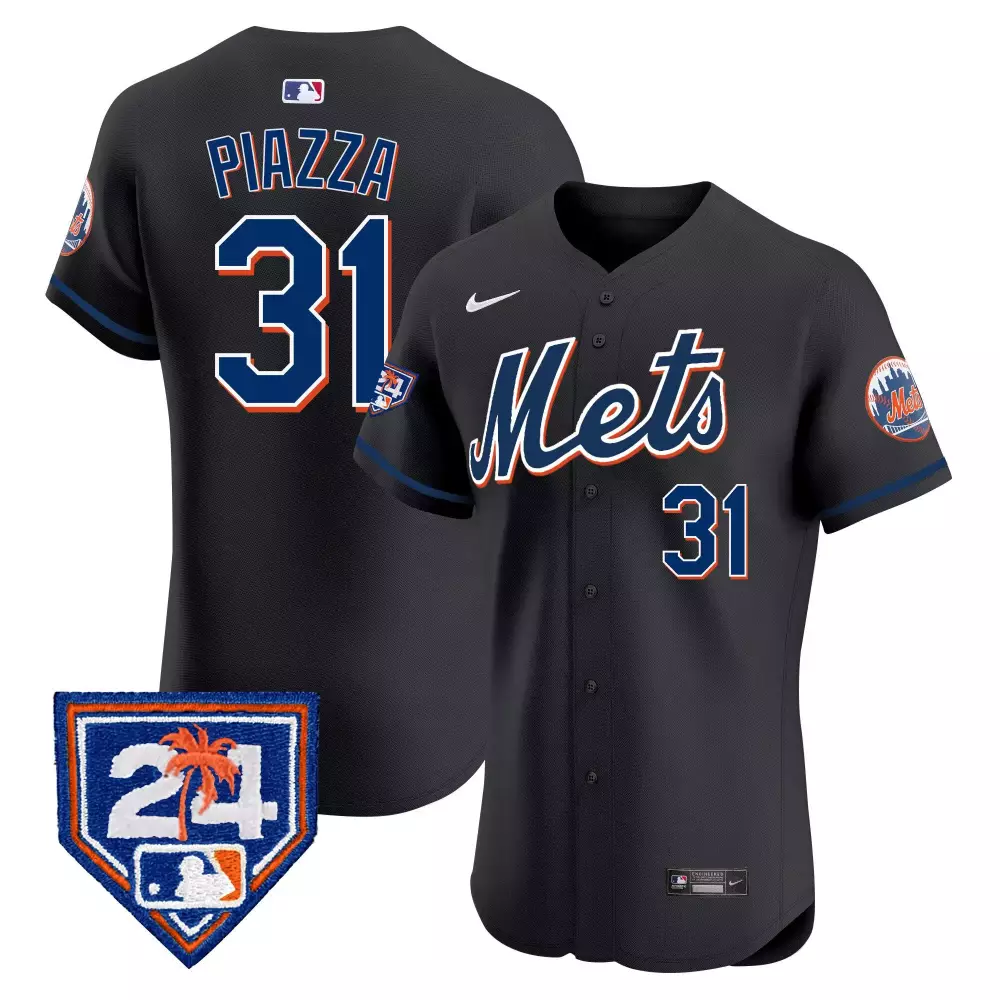 mike piazza black mens new york mets 2024 spring training vapor premier elite jersey v2 all stitched