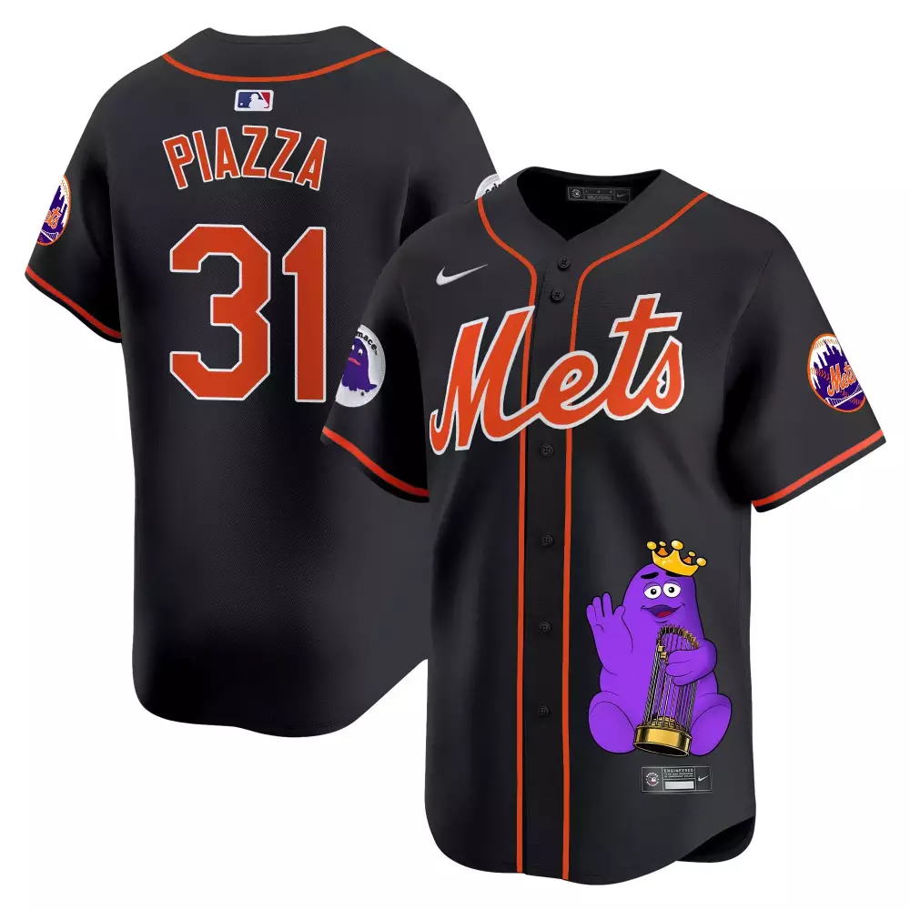 mike piazza black unisex new york mets grimace vapor premier limited jersey printed
