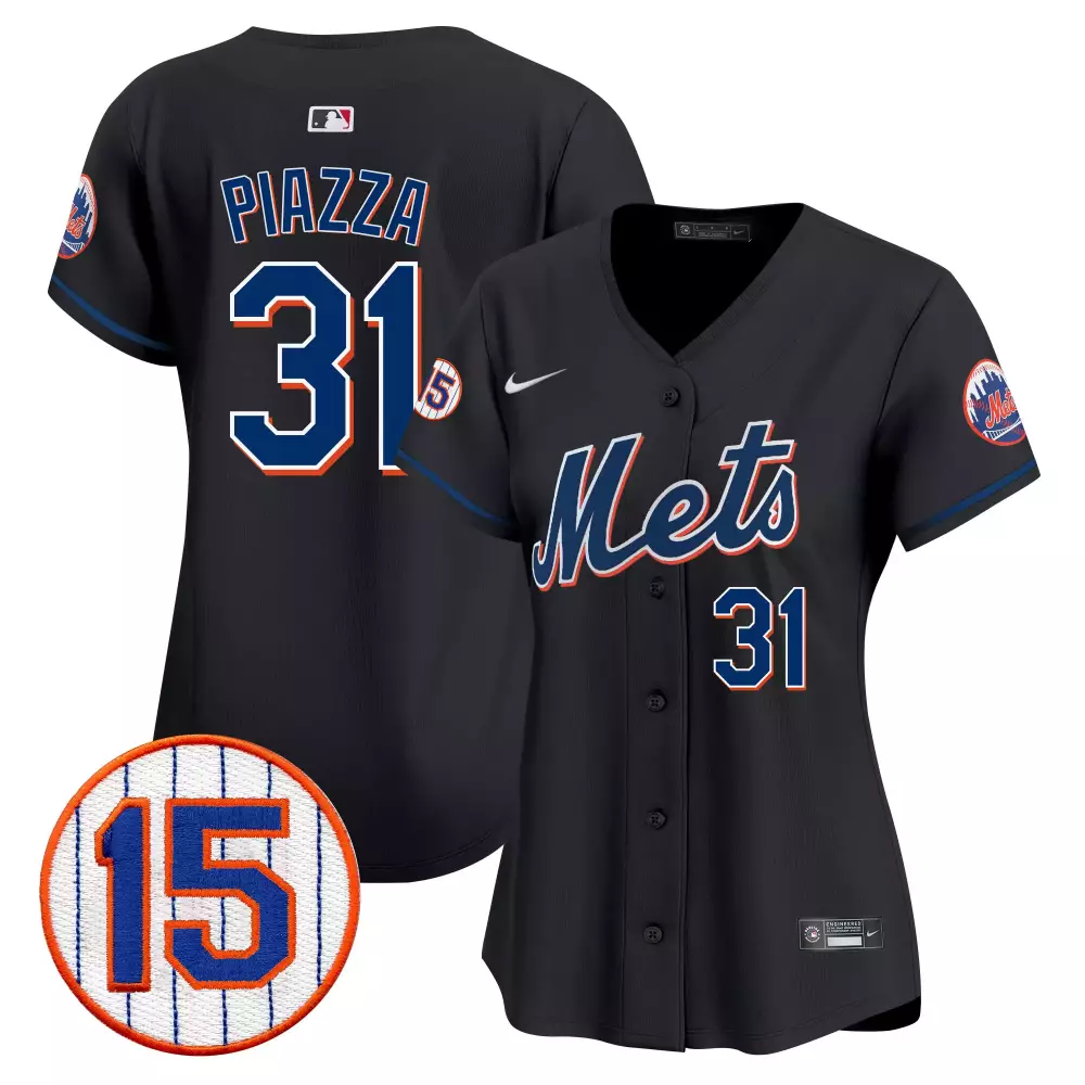 mike piazza black womens new york mets jerry grote patch vapor premier limited jersey all stitched