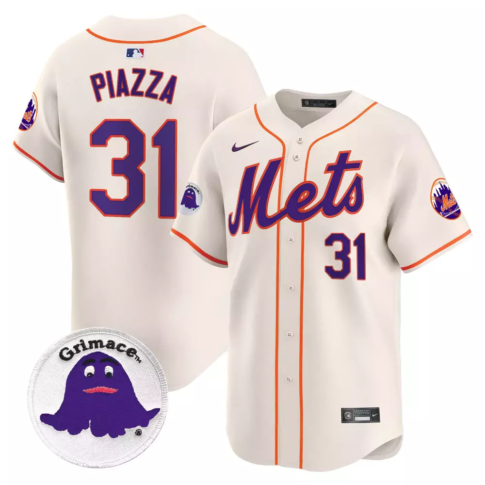 mike piazza cream mens new york mets grimace vapor premier limited jersey all stitched