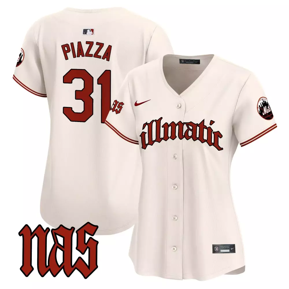 mike piazza cream womens new york mets nas illmatic vapor premier limited jersey all stitched