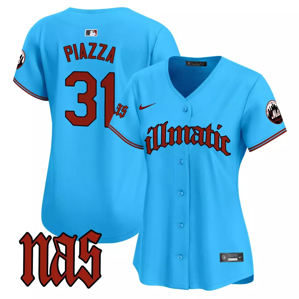 mike piazza light blue womens new york mets nas illmatic vapor premier limited jersey all stitched