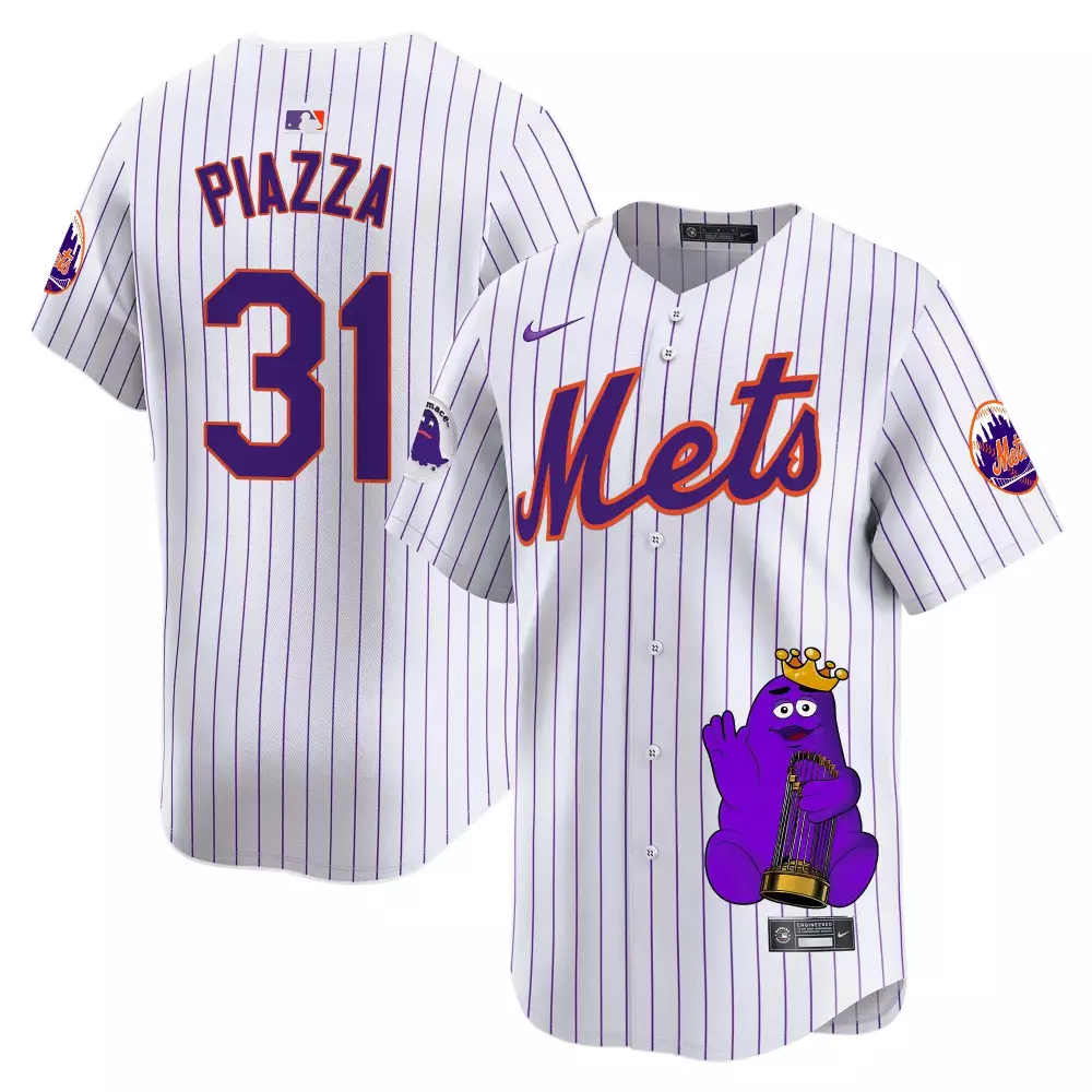 mike piazza pinstripe unisex new york mets grimace vapor premier limited jersey printed