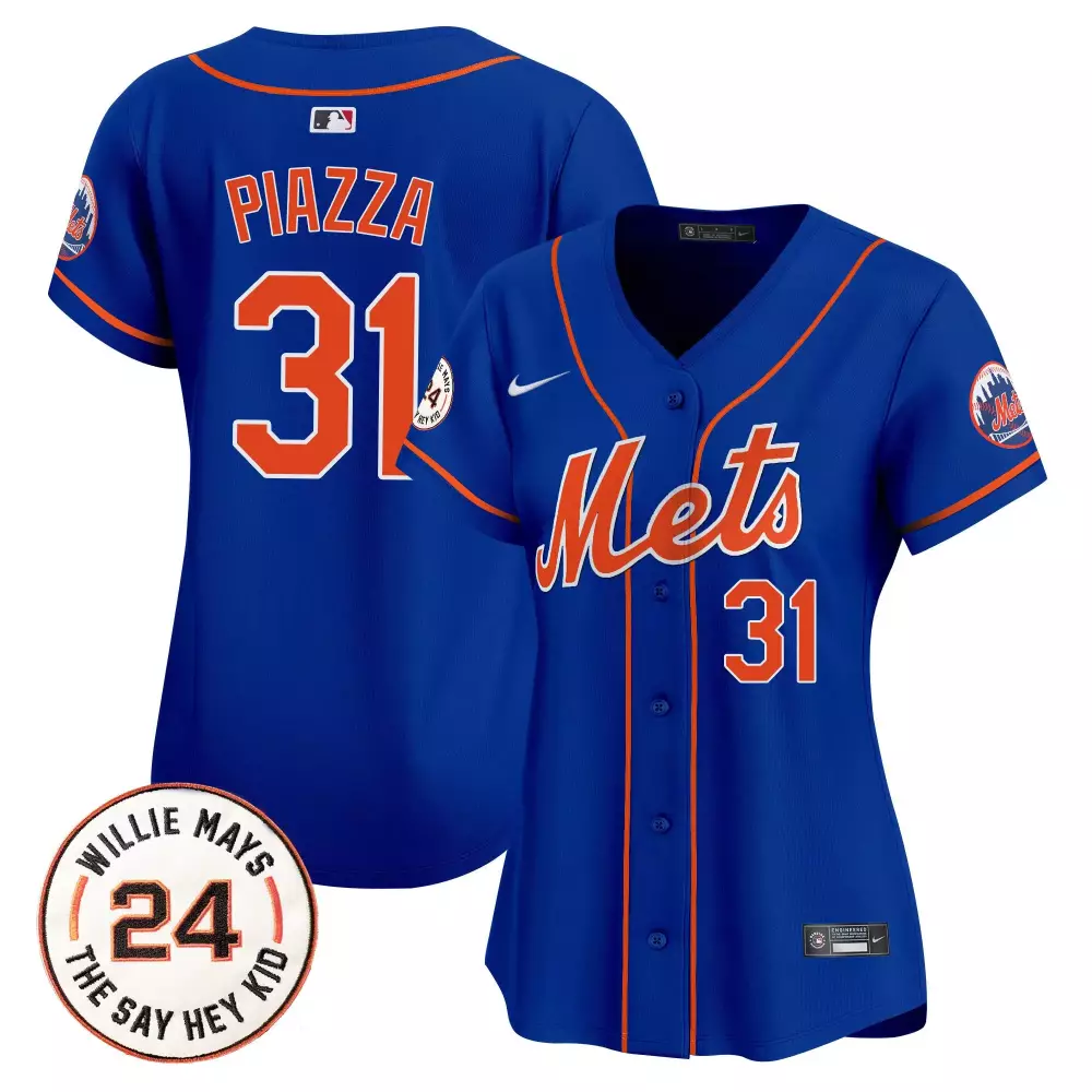 mike piazza royal womens new york mets willie mays patch vapor premier limited jersey all stitched