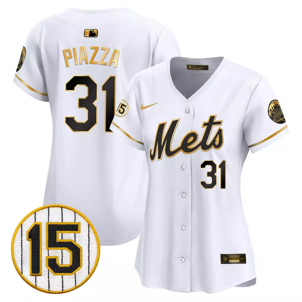 mike piazza white gold womens new york mets jerry grote patch vapor premier limited jersey all stitched