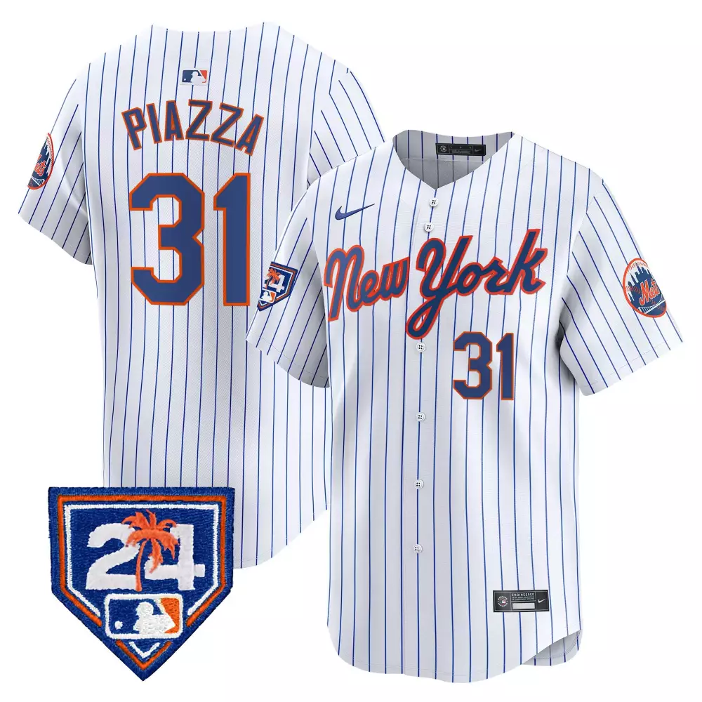 mike piazza white mens new york mets 2024 spring training vapor premier limited jersey all stitched