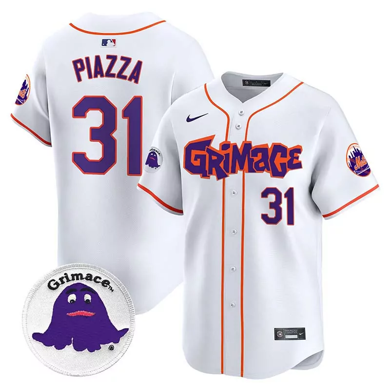 mike piazza white mens new york mets grimace vapor premier limited jersey v2 all stitched