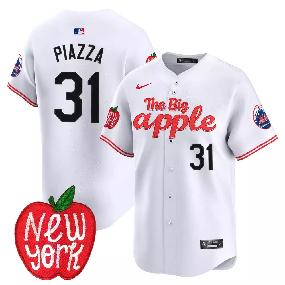 mike piazza white mens new york mets the big apple vapor premier limited jersey all stitched
