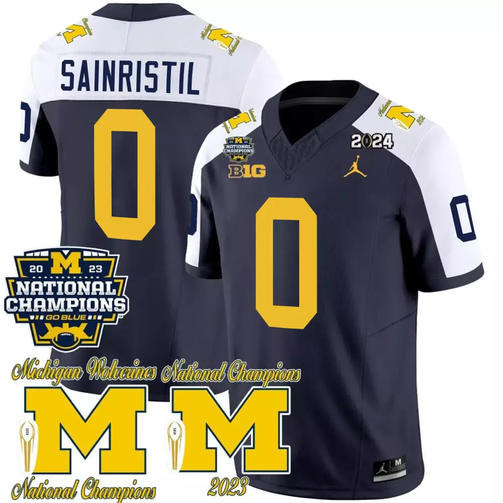 Mike Sainristil Men's Michigan Wolverines 2023 National Champions Rose Bowl Patch Vapor Jersey | All Stitched Fan Gear | For Men, Women & Youth