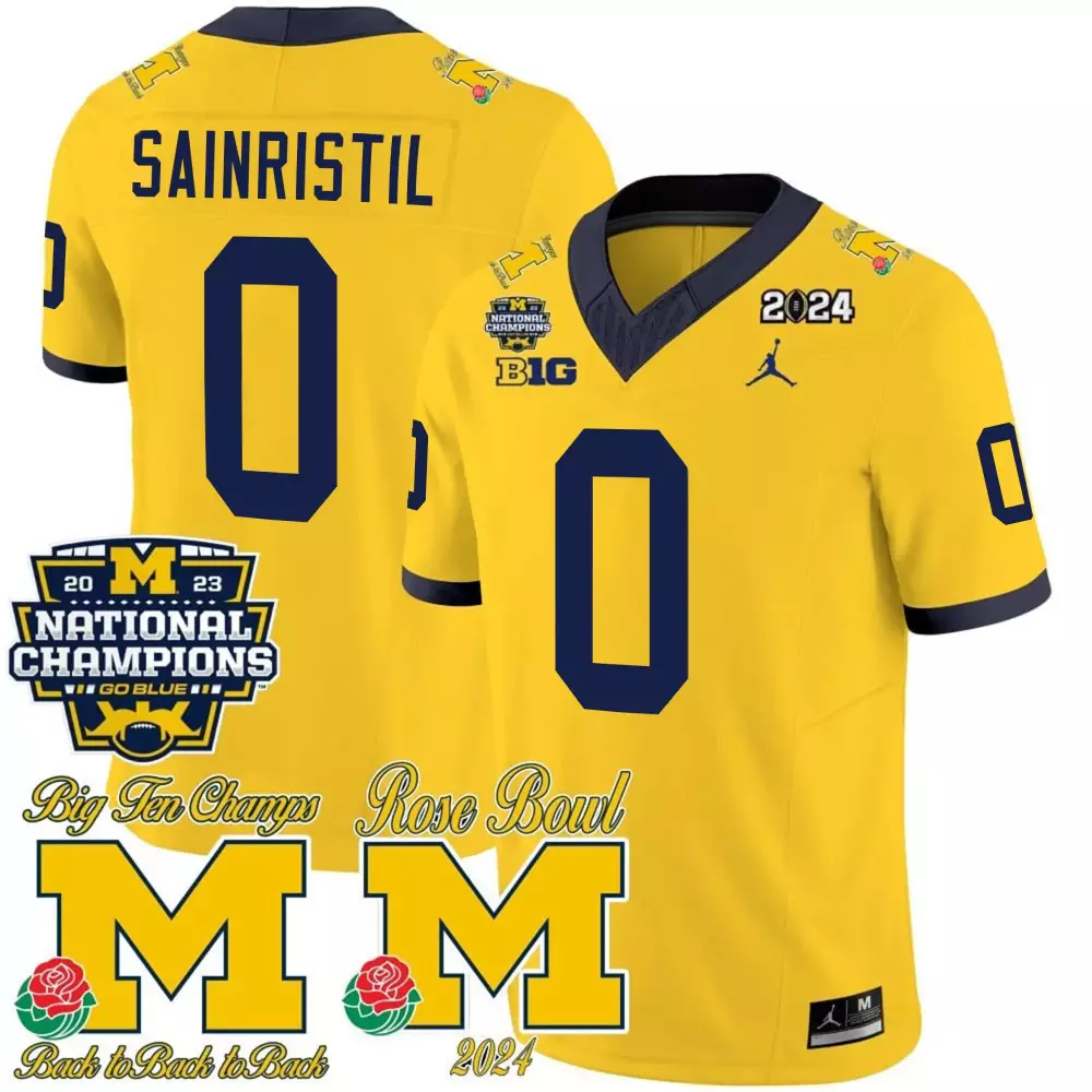 Mike Sainristil Michigan Wolverines 2023 National Champions Patch Vapor Jersey | Stitched | Replica Fan Gear | For Men, Women & Youth
