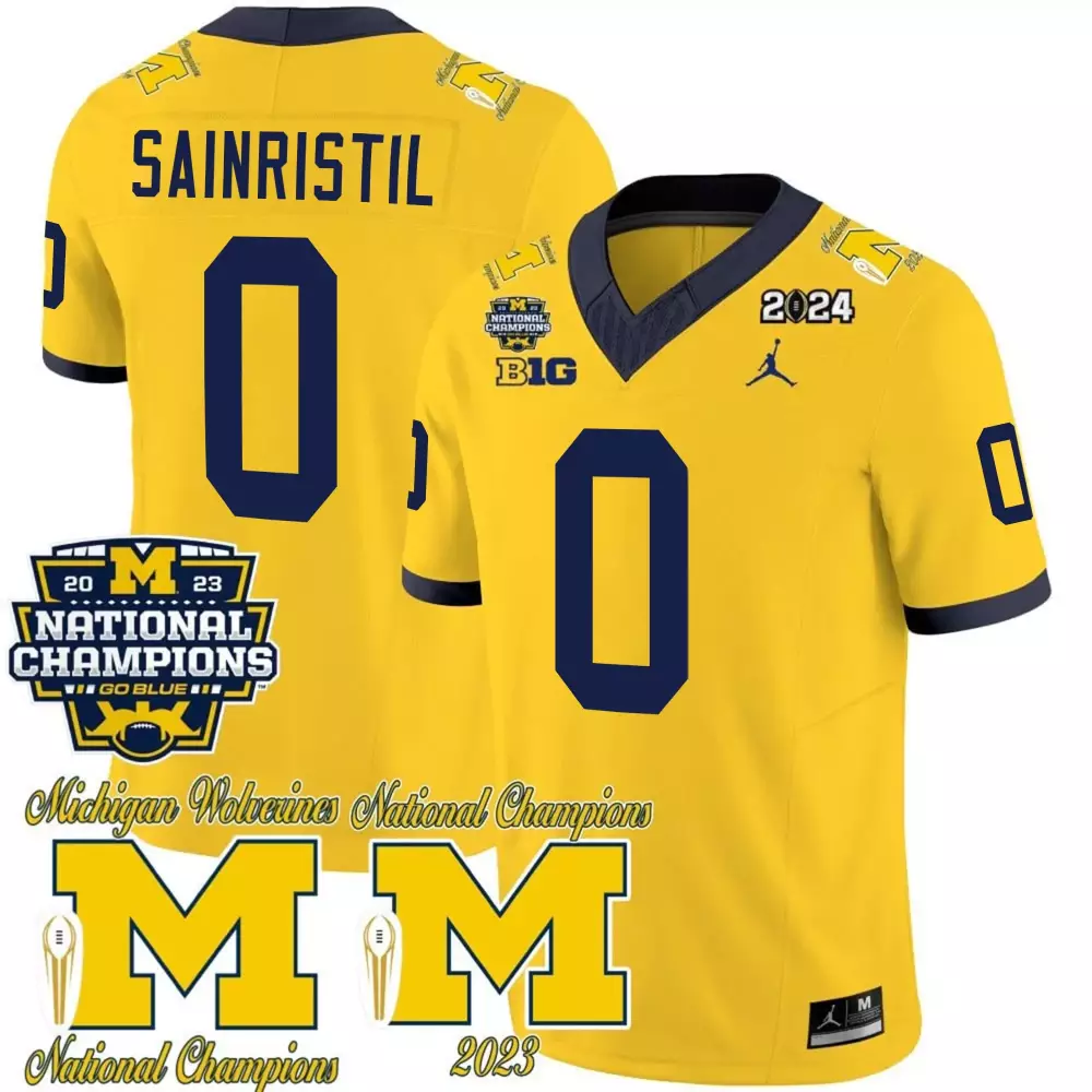 Mike Sainristil Michigan Wolverines CFP 2023 National Champions Patch Vapor Jersey | Stitched | Limited Edition | For Men, Women & Youth