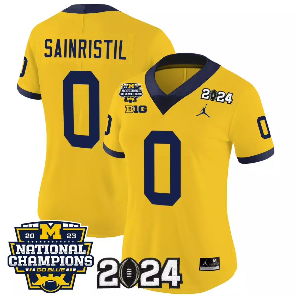 Mike Sainristil Michigan Wolverines 2023 National Champions Patch Vapor Jersey | Stitched | Replica Fan Gear | For Men, Women & Youth