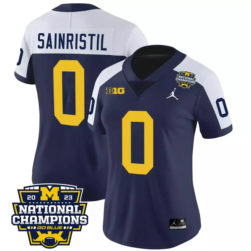 Mike Sainristil Michigan Wolverines CFP 2023 National Champions Patch Vapor Jersey | Stitched | Limited Edition | For Men, Women & Youth