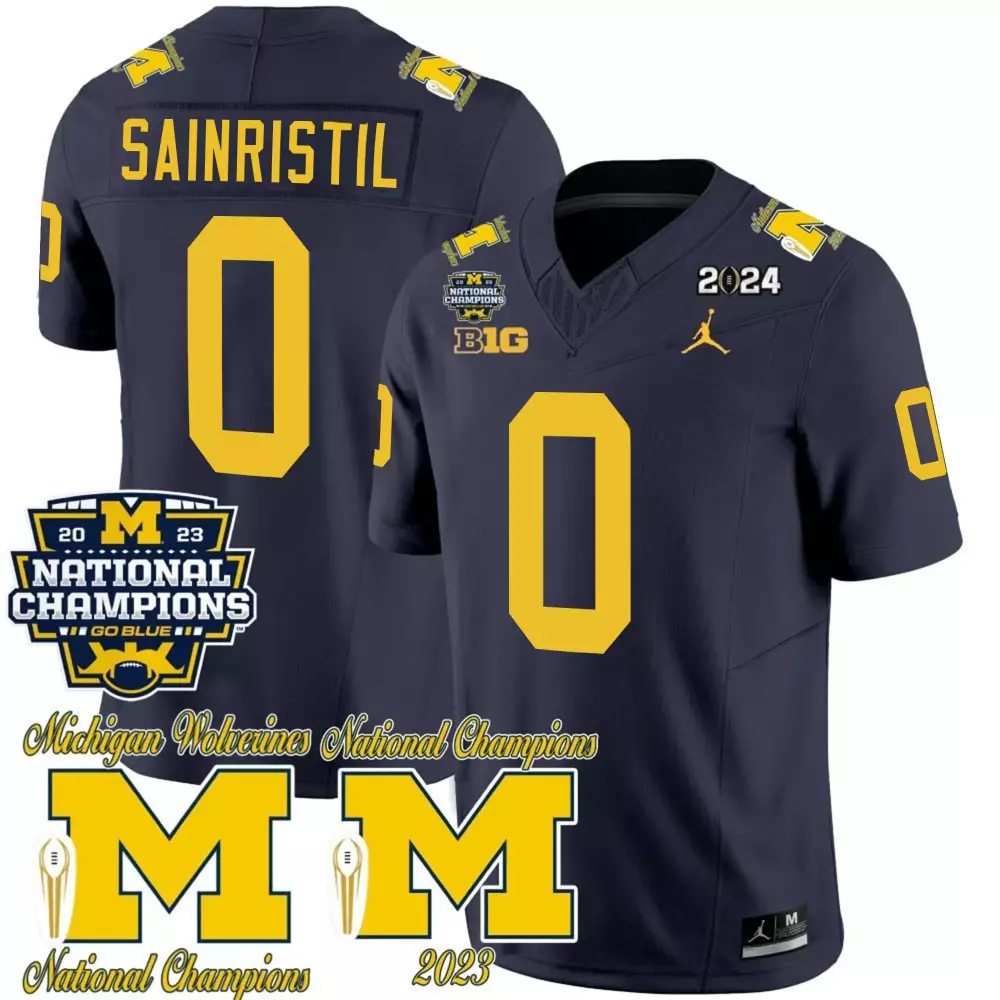 Mike Sainristil Men's Michigan Wolverines 2023 National Champions Rose Bowl Patch Vapor Jersey | All Stitched Fan Gear | For Men, Women & Youth