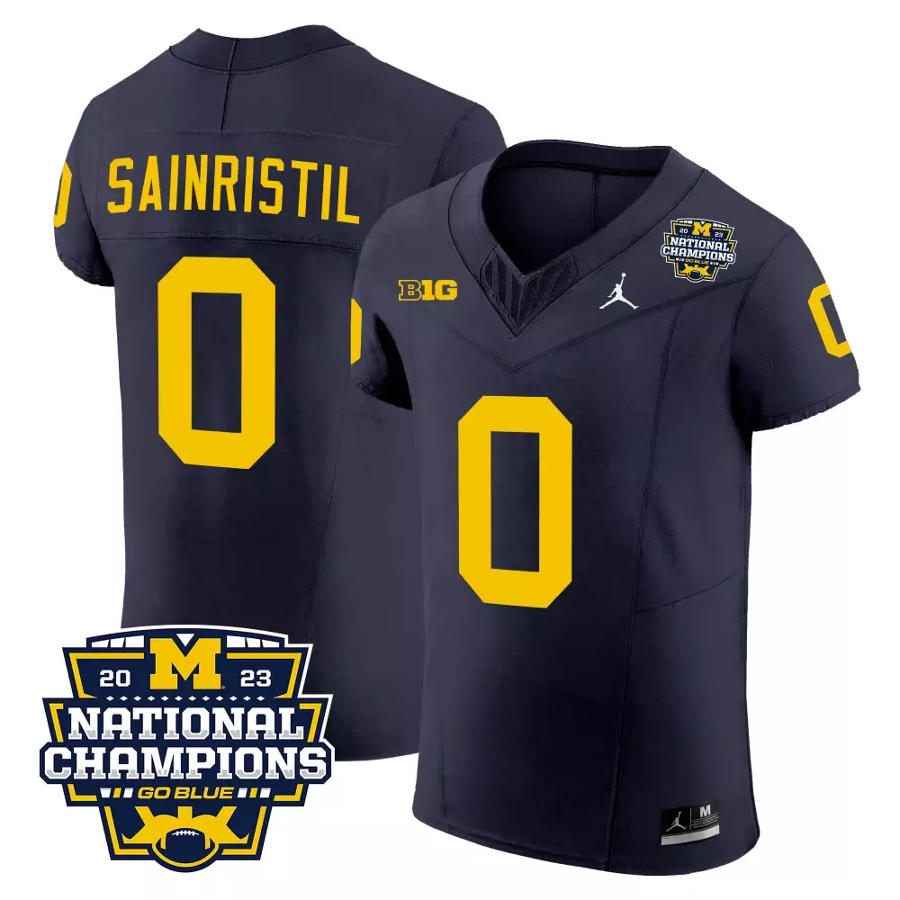 Mike Sainristil Michigan Wolverines CFP 2023 National Champions Patch Vapor Jersey | Stitched | Limited Edition | For Men, Women & Youth