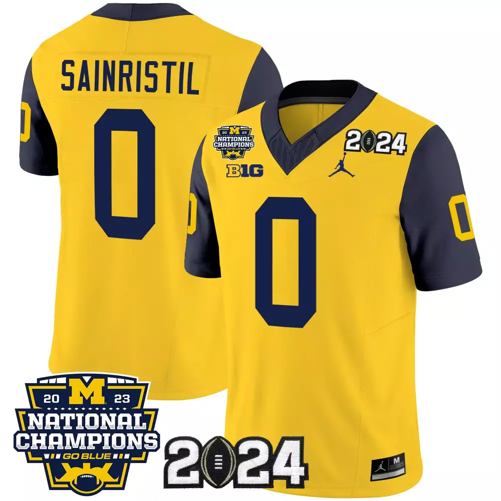 Mike Sainristil Michigan Wolverines 2023 National Champions Navy Jersey V5 | Stitched Vapor Fan Gear | For Men, Women & Youth