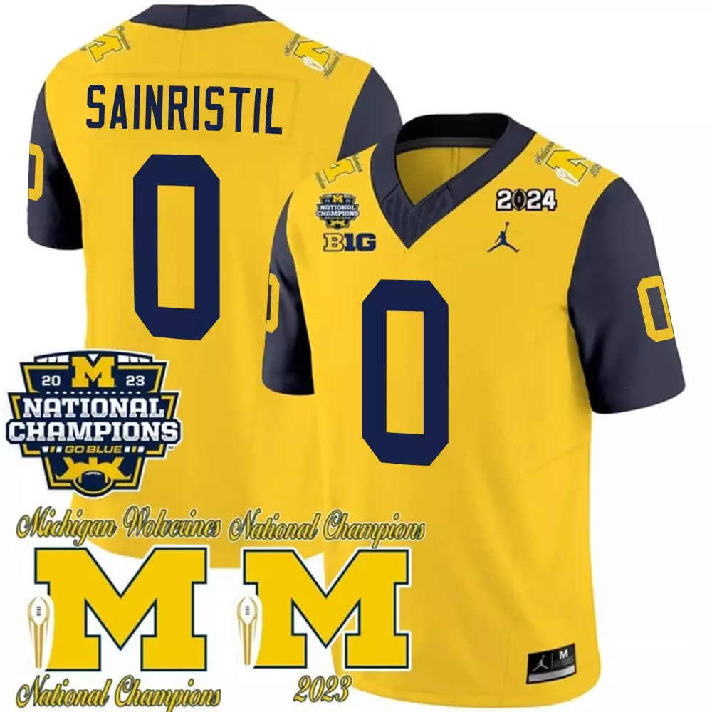 Mike Sainristil Men's Michigan Wolverines 2023 National Champions Rose Bowl Patch Vapor Jersey | All Stitched Fan Gear | For Men, Women & Youth