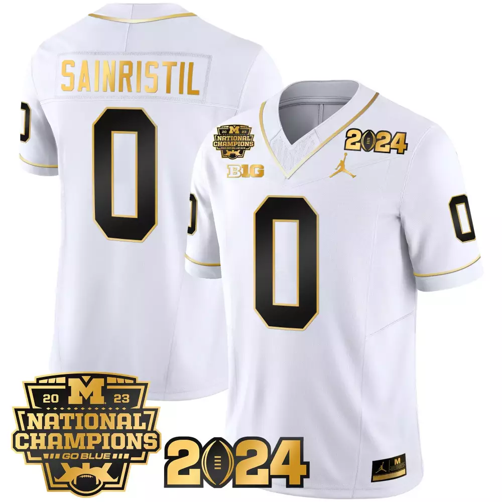 Mike Sainristil Michigan Wolverines 2023 National Champions Navy Jersey V5 | Stitched Vapor Fan Gear | For Men, Women & Youth