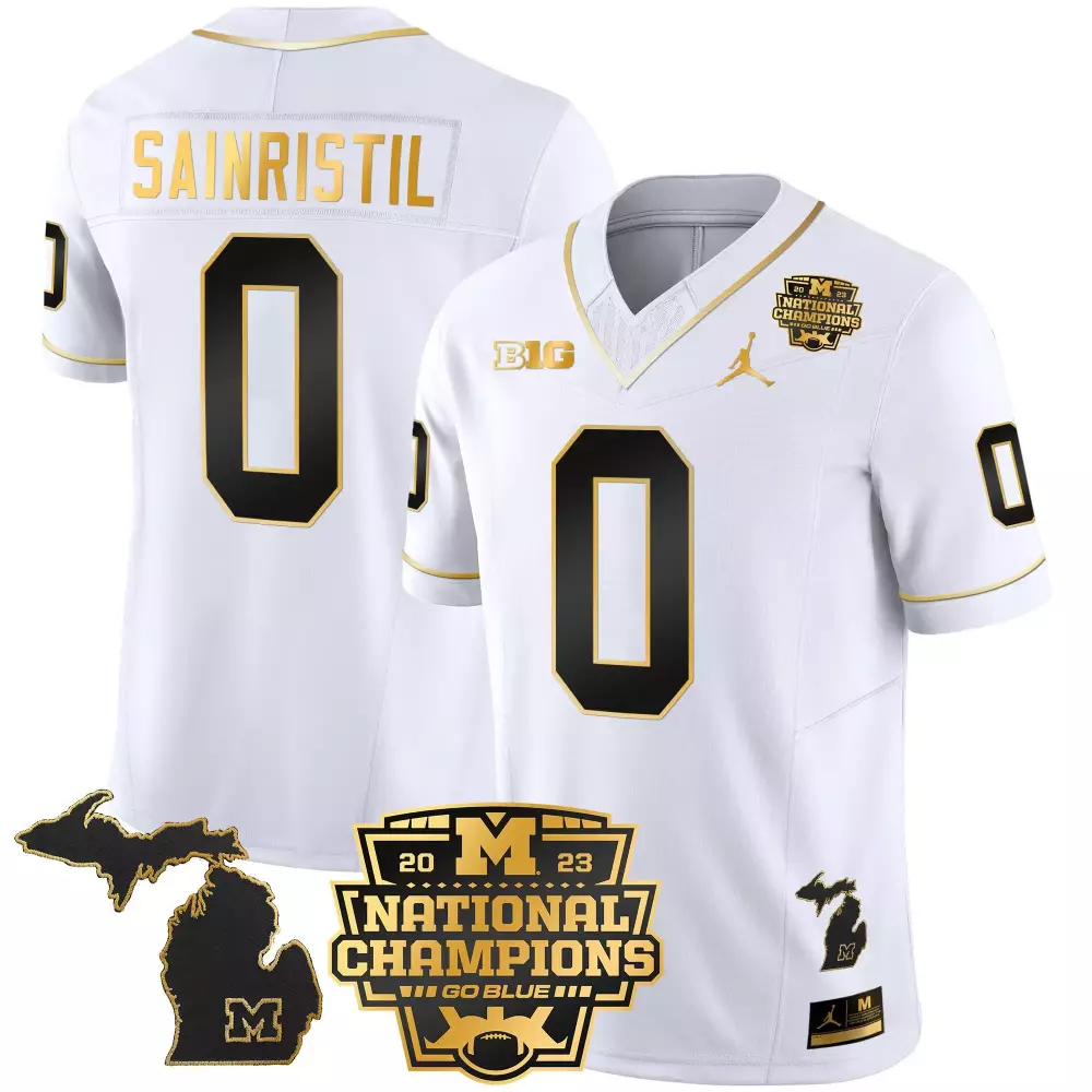 Mike Sainristil Michigan Wolverines 2023 National Champions Navy Jersey V5 | Stitched Vapor Fan Gear | For Men, Women & Youth