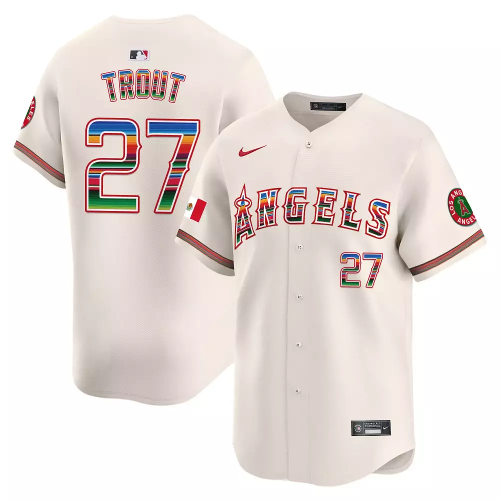 mike trout cream mens los angeles angels mexico vapor premier limited jersey all stitched