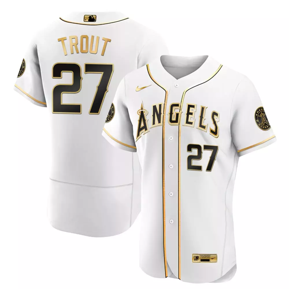 mike trout flex white gold mens los angeles angels black limited gold jersey all stitched