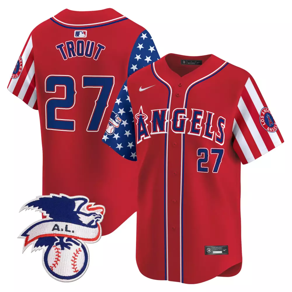 mike trout red mens los angeles angels 2024 fourth of july vapor premier limited jersey all stitched