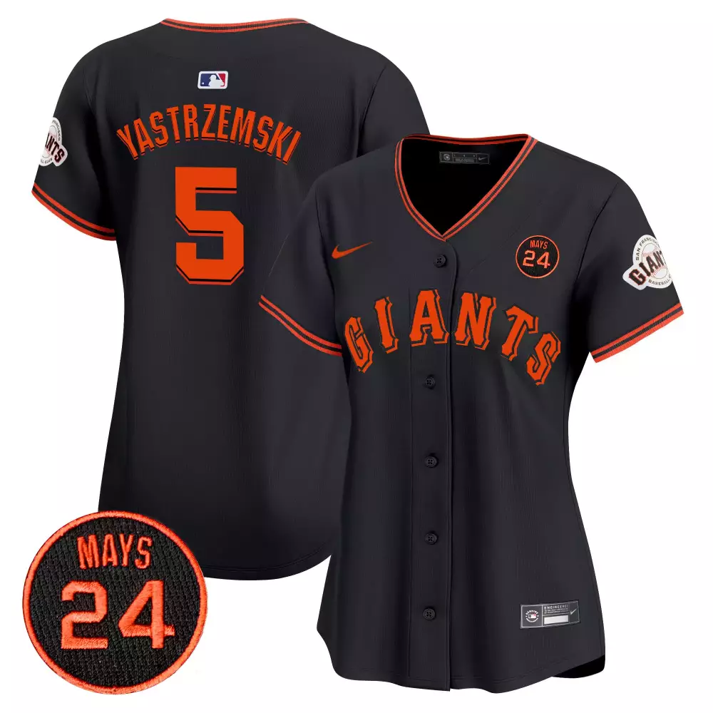 mike yastrzemski black womens san francisco giants 2024 willie mays patch vapor premier limited jersey v3 all stitched