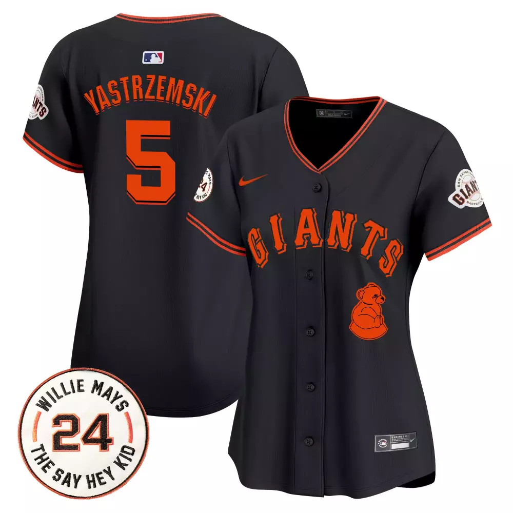 mike yastrzemski black womens san francisco giants 2024 willie mays patch vapor premier limited jersey v3 all stitched